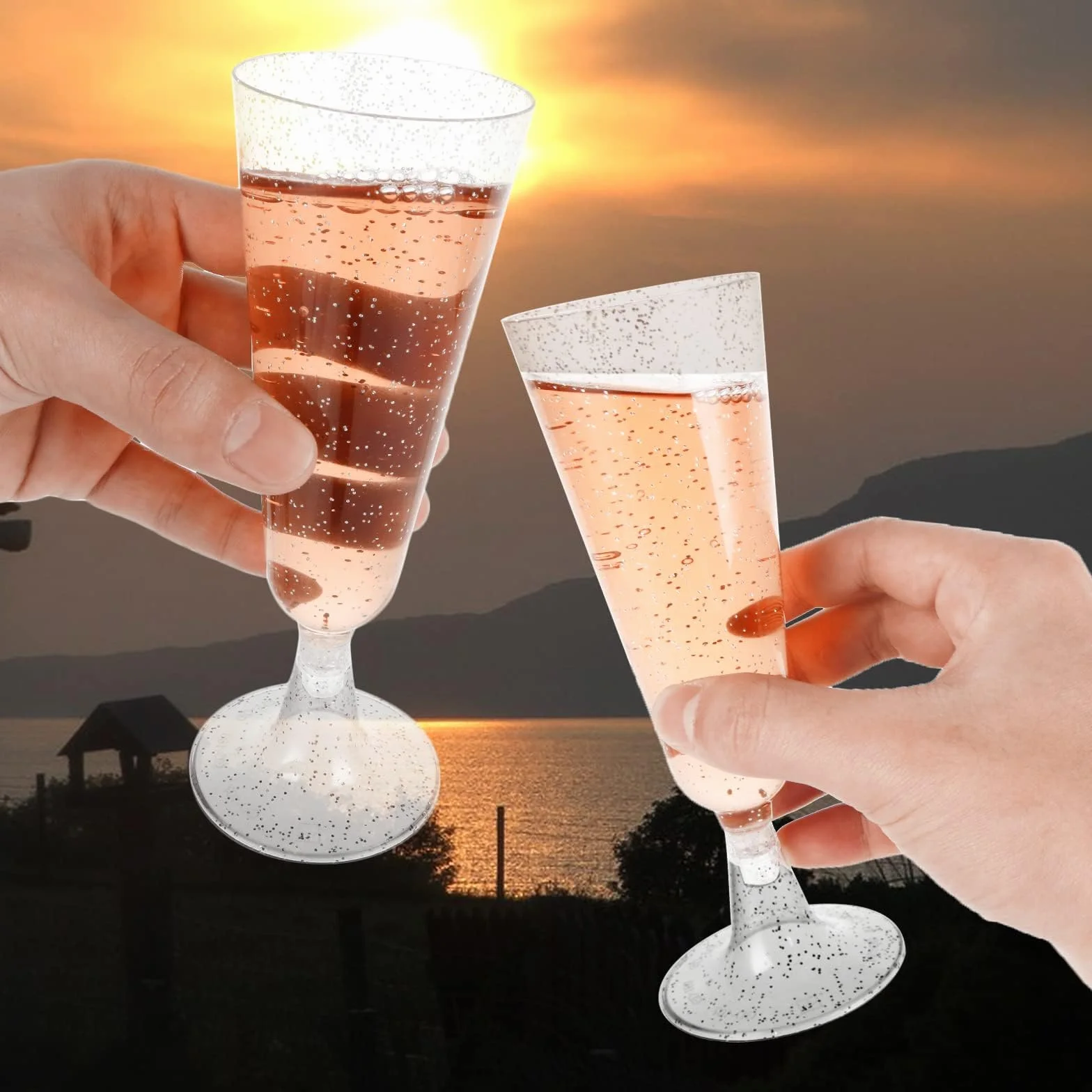 AKOLAFE Confezione da 100 bicchieri in plastica riutilizzabile, da 160 ml, per Natale, feste, matrimoni, trasparenti