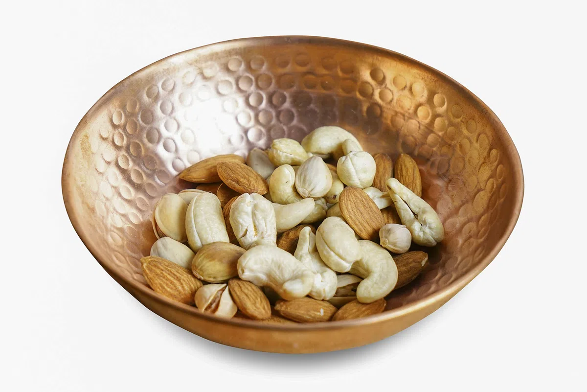 GoCraft Ciotola decorativa in puro rame, finitura martellata, ciotola in puro rame per noci, insalata, frutta e servire in cucina, 12,7 cm (piccola)