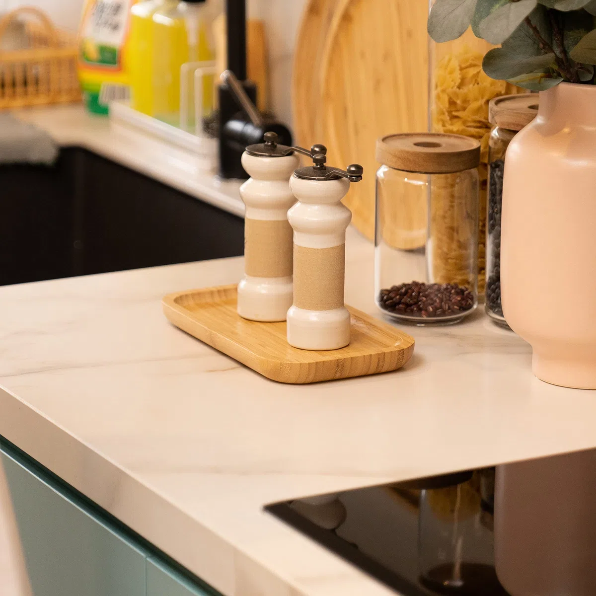 Vassoio da Bagno in Bambù, Vassoio da Toeletta in Legno, Vassoio Decorativo Rettangolare per Organizzare, 36 x 15 x 2 cm
