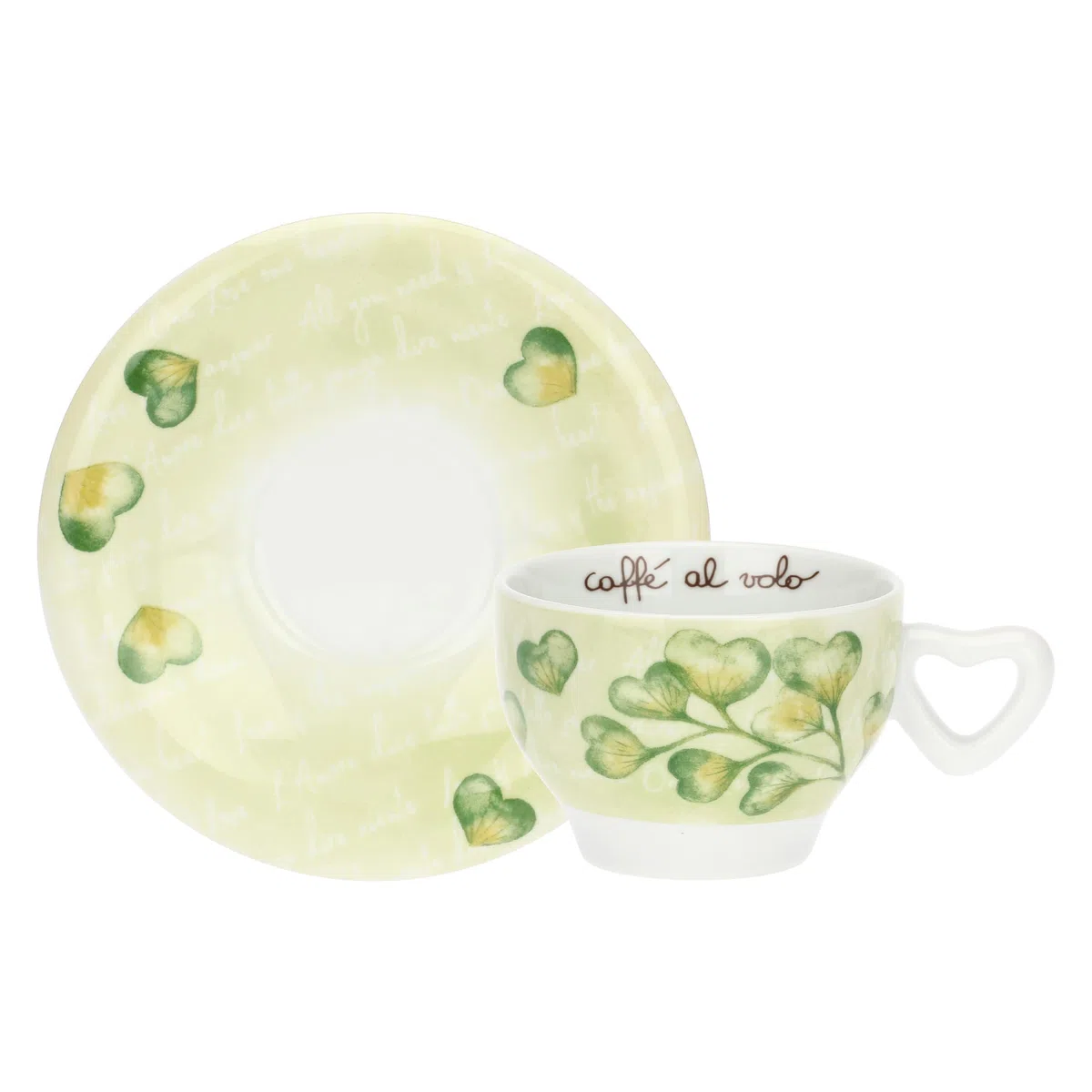 THUN - Set 2 tazze cappuccino - porcelllana - Collezione Cuori in Fiore - 13 x 6 cm