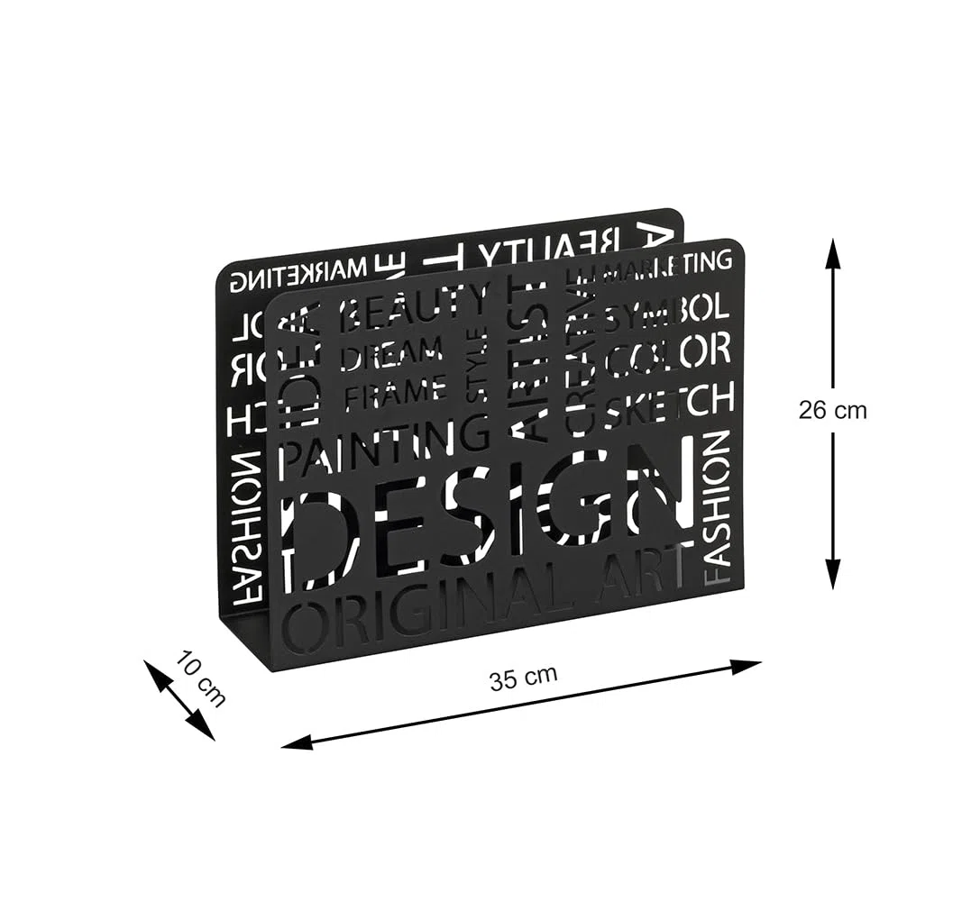 HAKU Portagiornali Nero, Metallo - Dim. L 35 cm x A 26 cm x P 10 cm, Stile Moderno