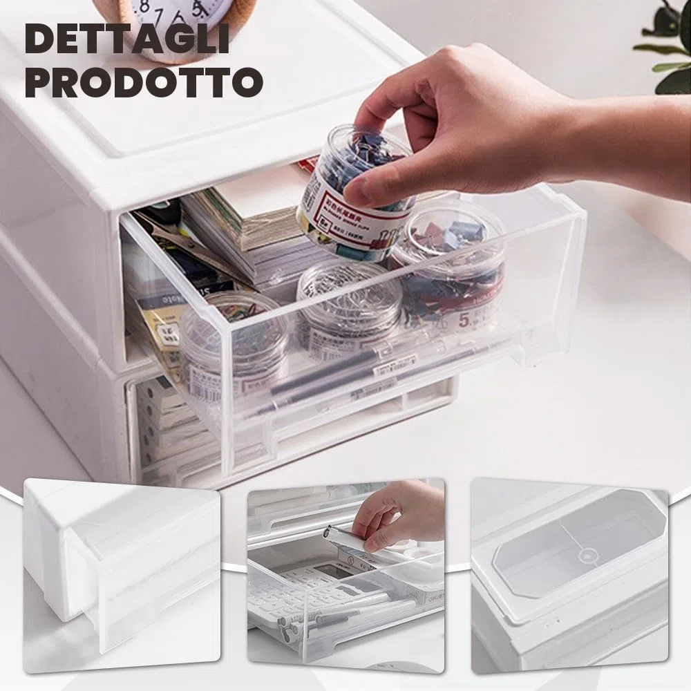 YunBey 2 Pezzi Cassettiera Impilabile Plastica Portaoggetti da Scrivania per Ufficio Cucina Sottolavello (27 x 19 x 10,5 cm)