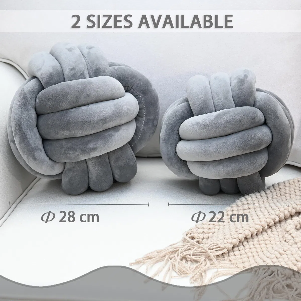 Cuscino Nodo Grigio Scuro, Cuscino Rotondo Cuscini Decorativi, Cuscini Divano, Cuscini Letto, Decorazioni Camera da Letto Bambini, Regalo 28 cm