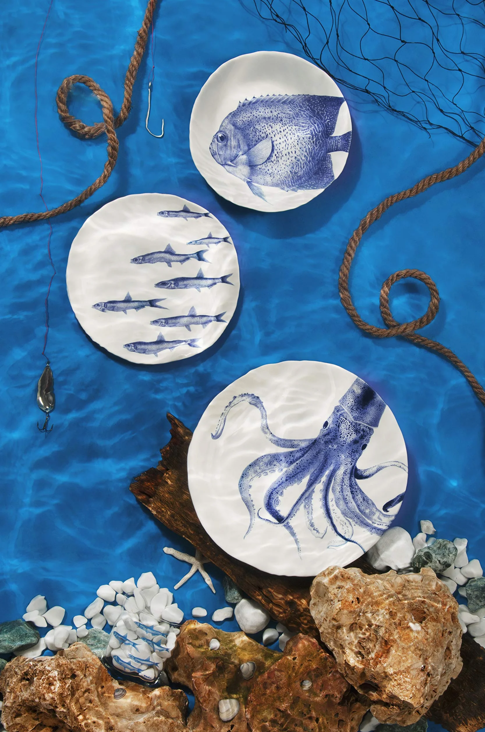 Excelsa Flore et Faune Set Posto Tavola: 3 Piatti, Ceramica