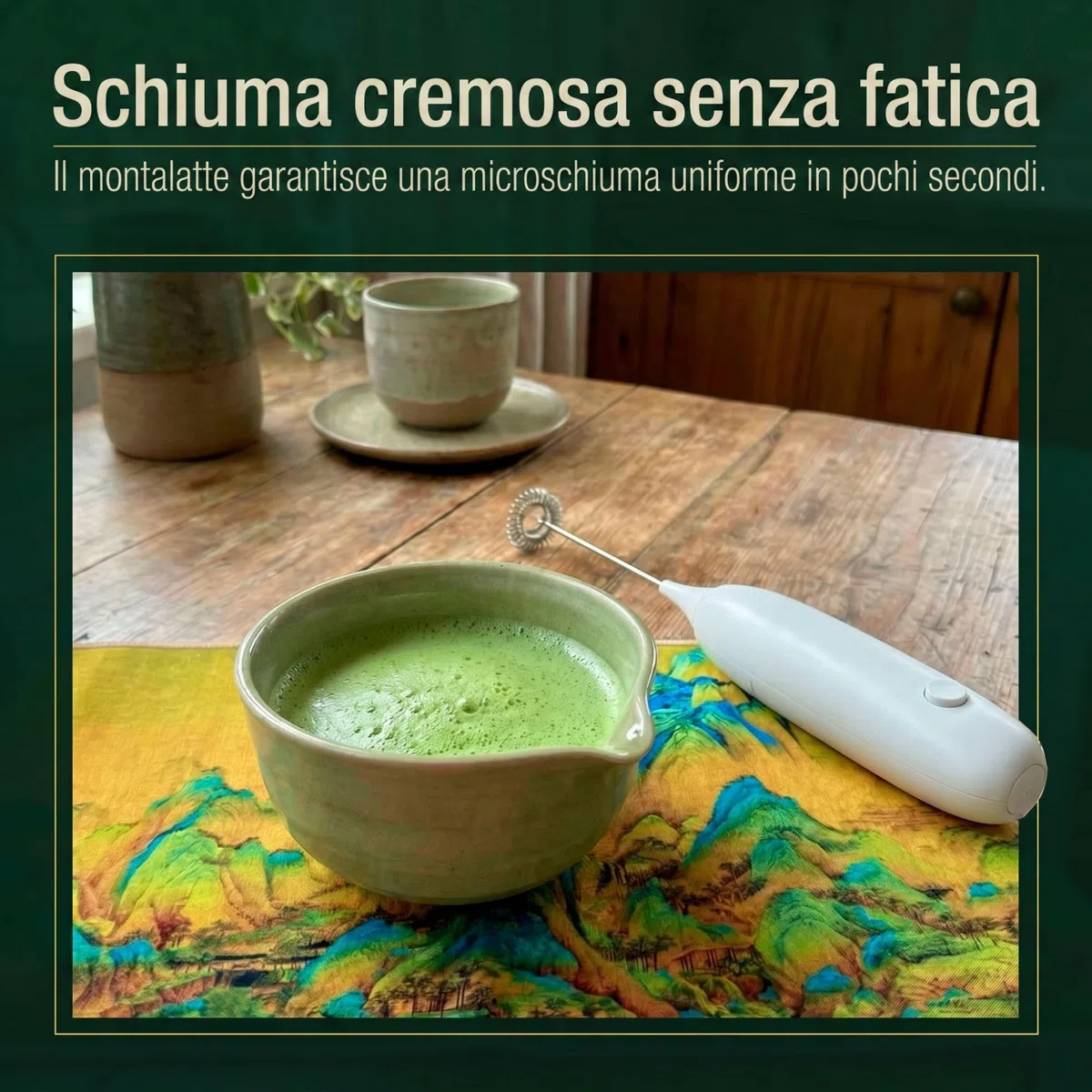 Kit Tè Matcha con Frusta Elettrico Schiuma e Set Completo Accessori Tradizionali Ciotola Ceramica Setaccio Bambù Preparazione Rituale Autentico Iniziazione Set di 11 Pezzi Regalo Premium