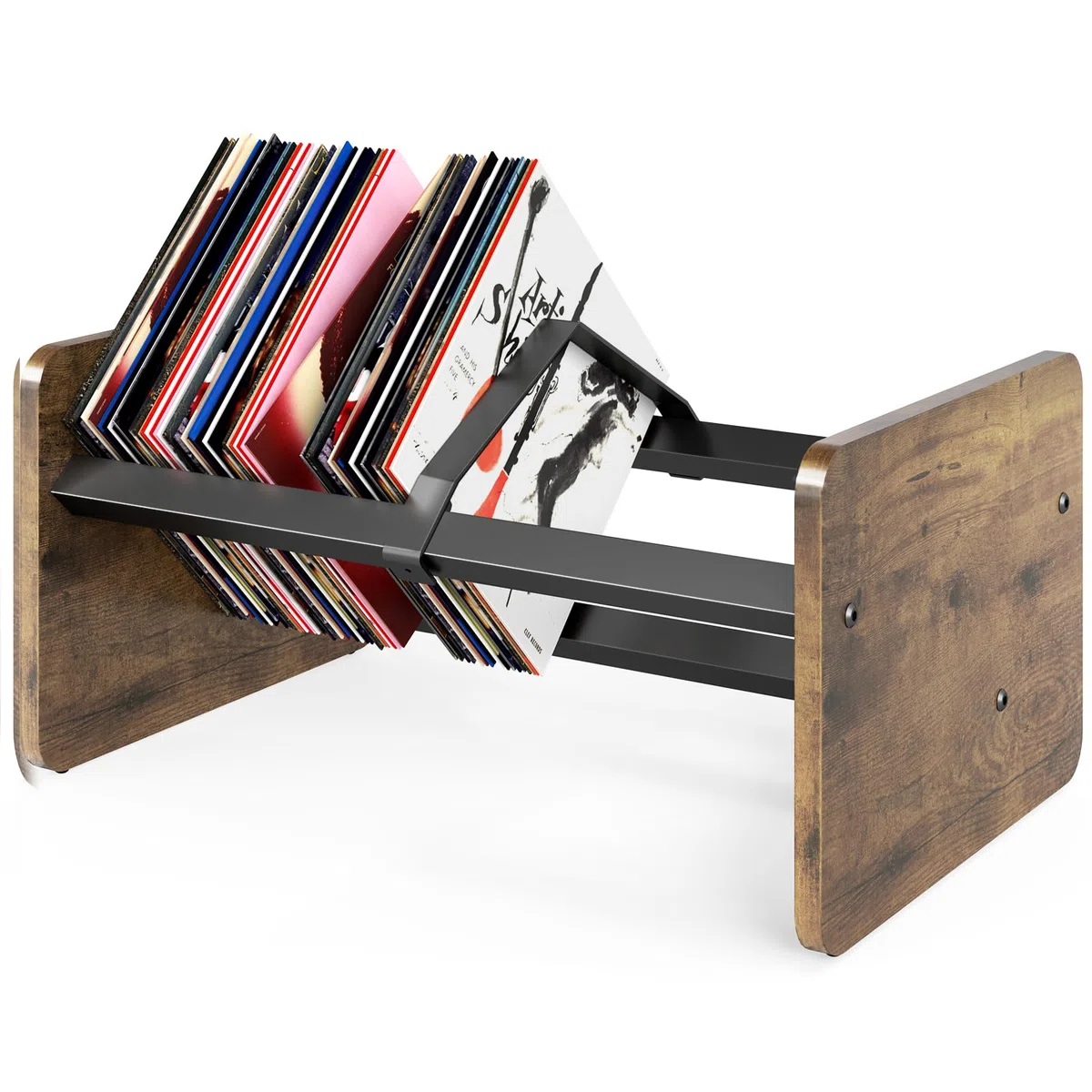 Espositore per Dischi in Vinile, Portadischi per 80-100 Dischi Vinile, Supporto per Dischi & Rack per CD & Mostre per Album, Supporto per riposizionamento di dischi vinile con Divisore Regolabile