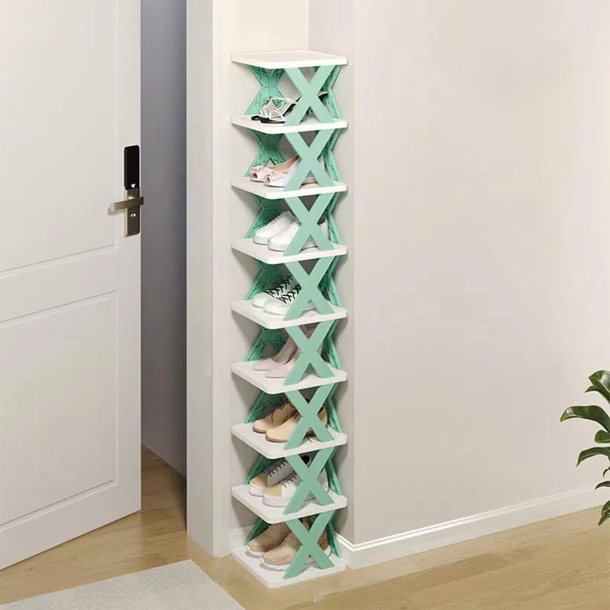Scaffale Portascarpe Sottile,Ripiano Alto Pieghevole Organizzatore Scarpe - Portascarpe Multifunzionale a Risparmio Spazio per Armadi Bagni e Piccoli Spazi