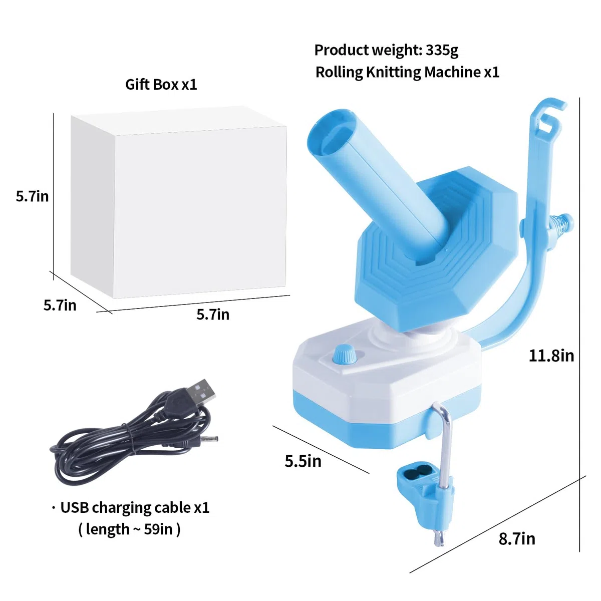 mumisuto Avvolgitore di Filati, Elettrico Avvolgitore per Gomitoli Di Filati, Automatico Avvolgitori per Palline, Facile da Installare e Utilizzare, Robusto, Avvolgitore per Filati con Manico(Blu)