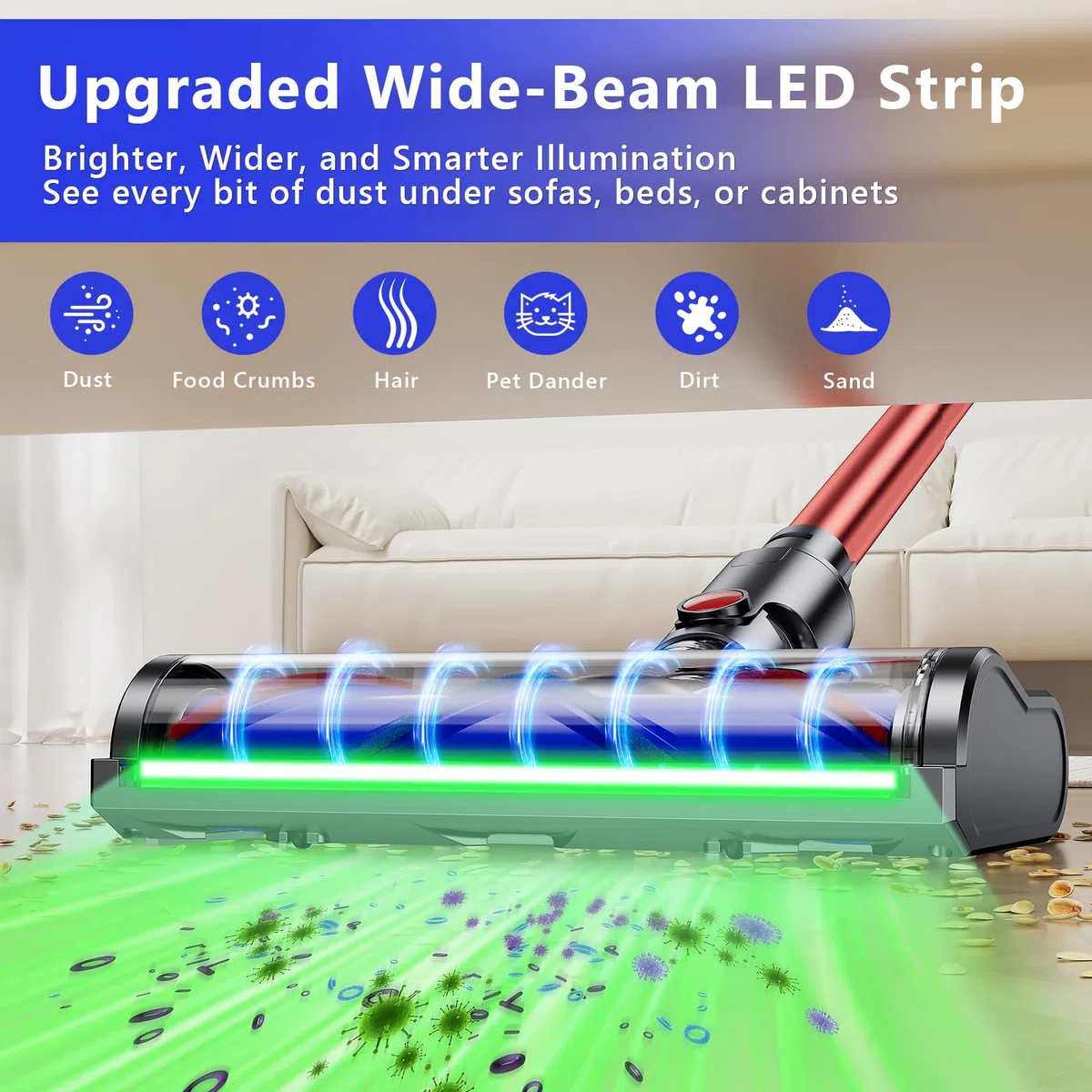 Spazzola elettrica compatibile per Dyson V6 Animal, V6 Fluffy, DC58, DC59, DC61, DC62, DC74, accessorio per spazzola turbo con sgancio rapido per pavimenti duri e tappeti con luci LED, accessori