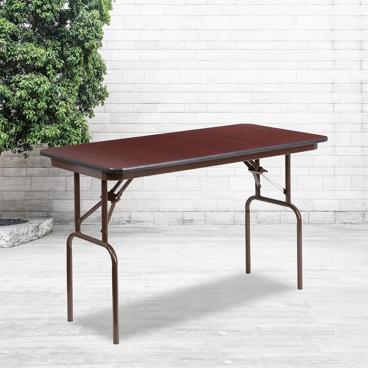 Flash Furniture 24x48 MEL Tavolo pieghevole in legno, tessuto, mogano, 61 x 121,9 cm
