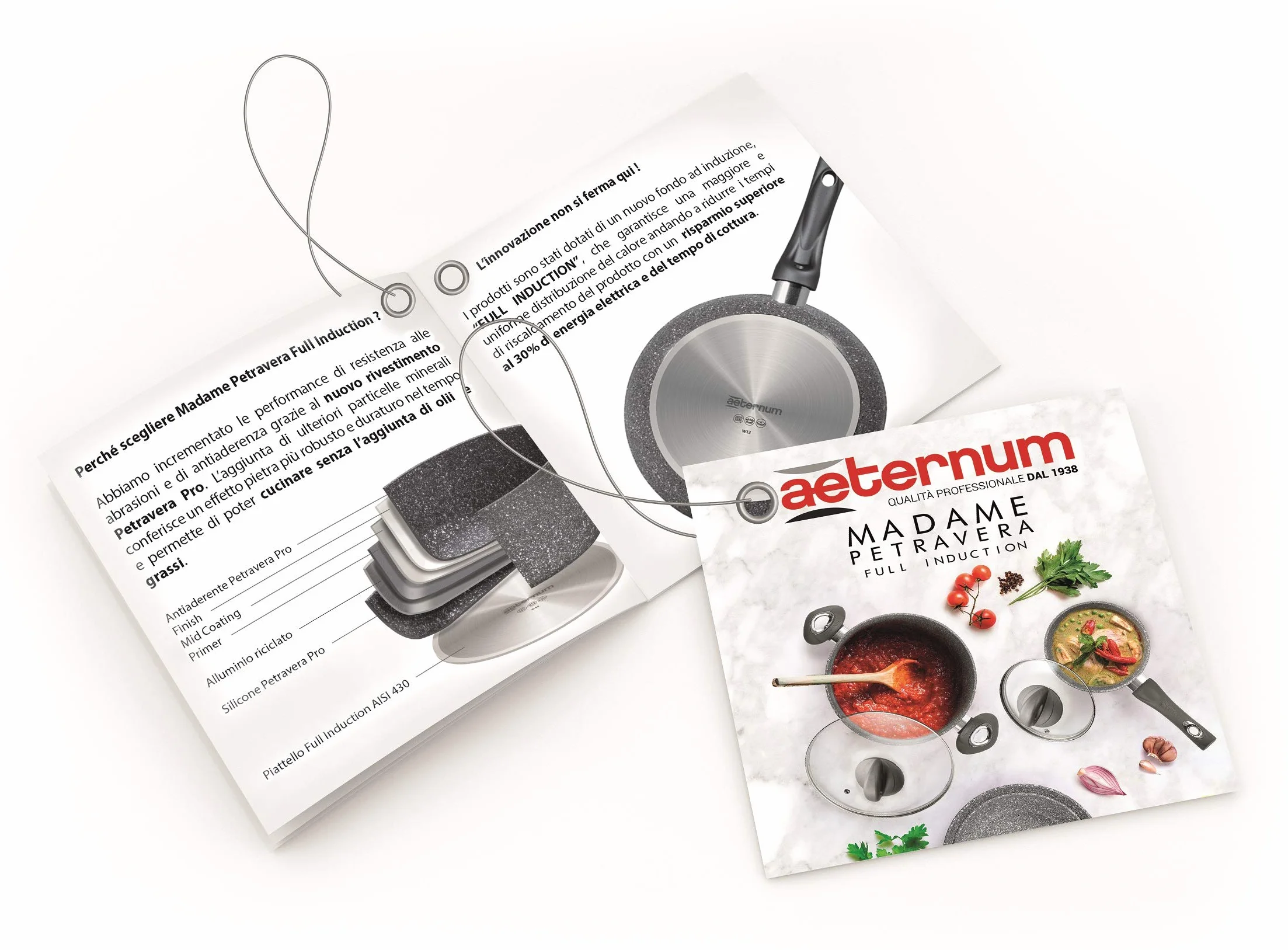 Aeternum, Madame Petravera 3.0, Pentola Antiaderente, Ideale per Induzione, Diametro 24 cm, Full Induction, Grigio