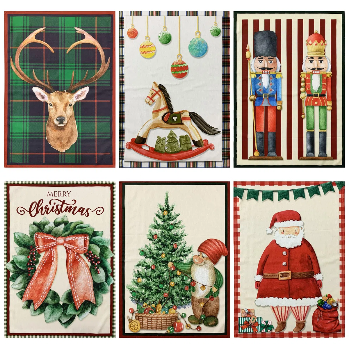Set Strofinacci Natalizi Canovacci Cotone 6 Pezzi Natale 6483
