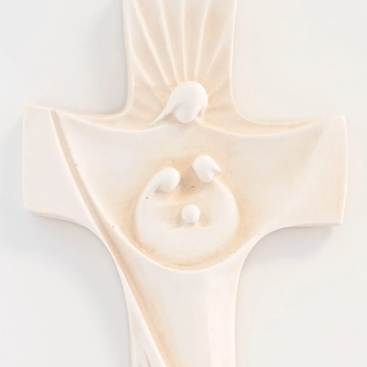 HOLY FAMILY Crocifisso Croce resina e polvere di marmo Gesù Sacra Famiglia da parete 30 cm/In chiave moderna | Unico nel suo genere | Prodotto Artigianale Made in Italy