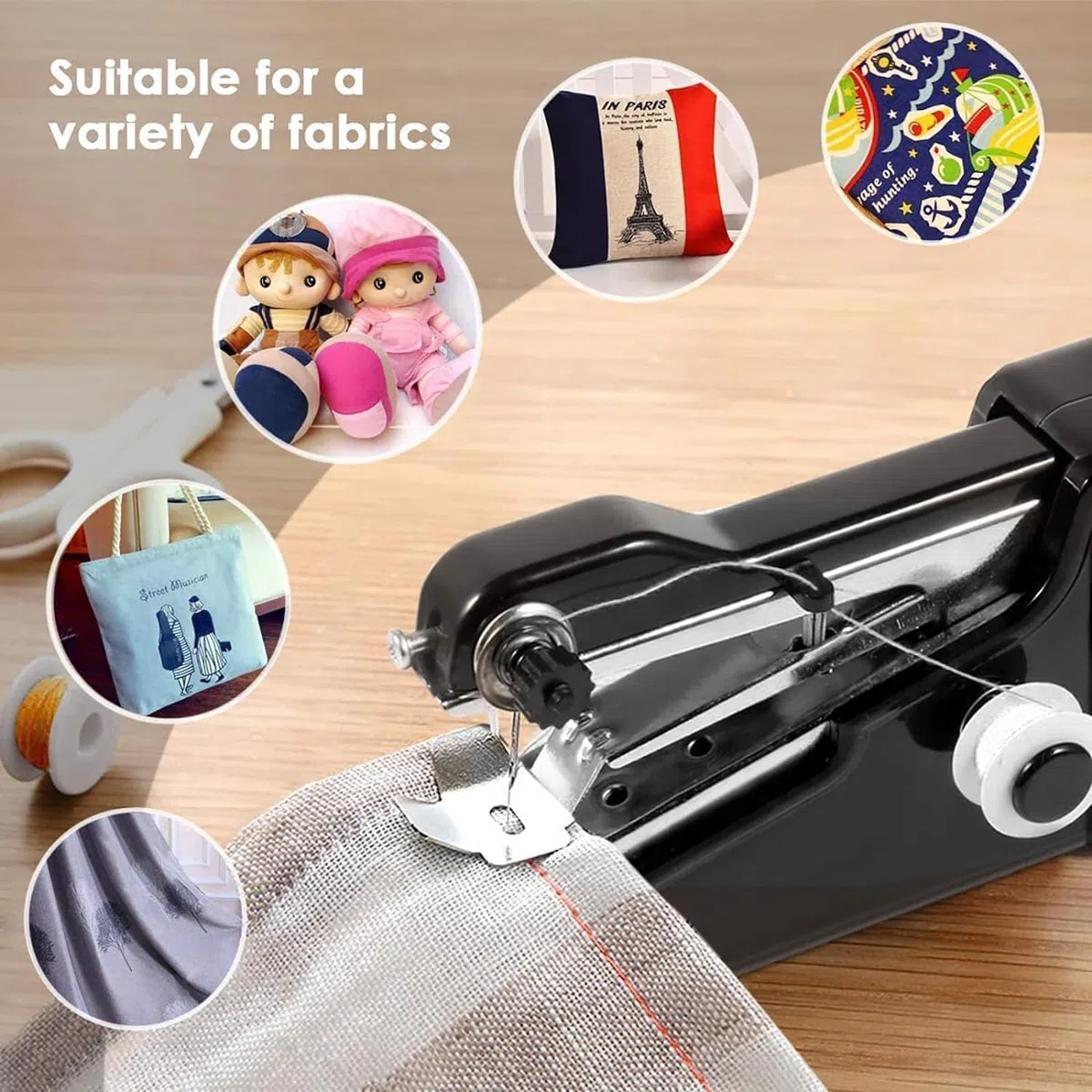 Macchina da Cucire Portatile, Macchina Per Cucire Professionale Mini Elettrica Handheld Sewing Machine per Principianti, Cucitura Rapida adatta per Vestiti, Tende in Tessuto, Fai da te