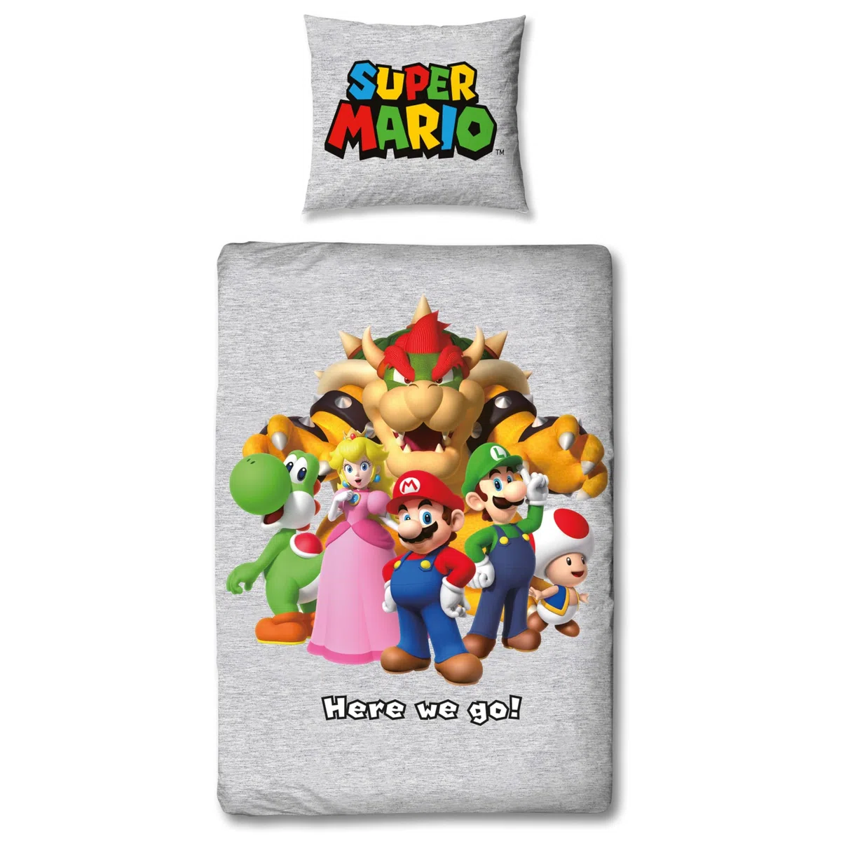 Super Mario & Friends Set copripiumino singolo, 135x200 + 80x80 cm, 100% cotone