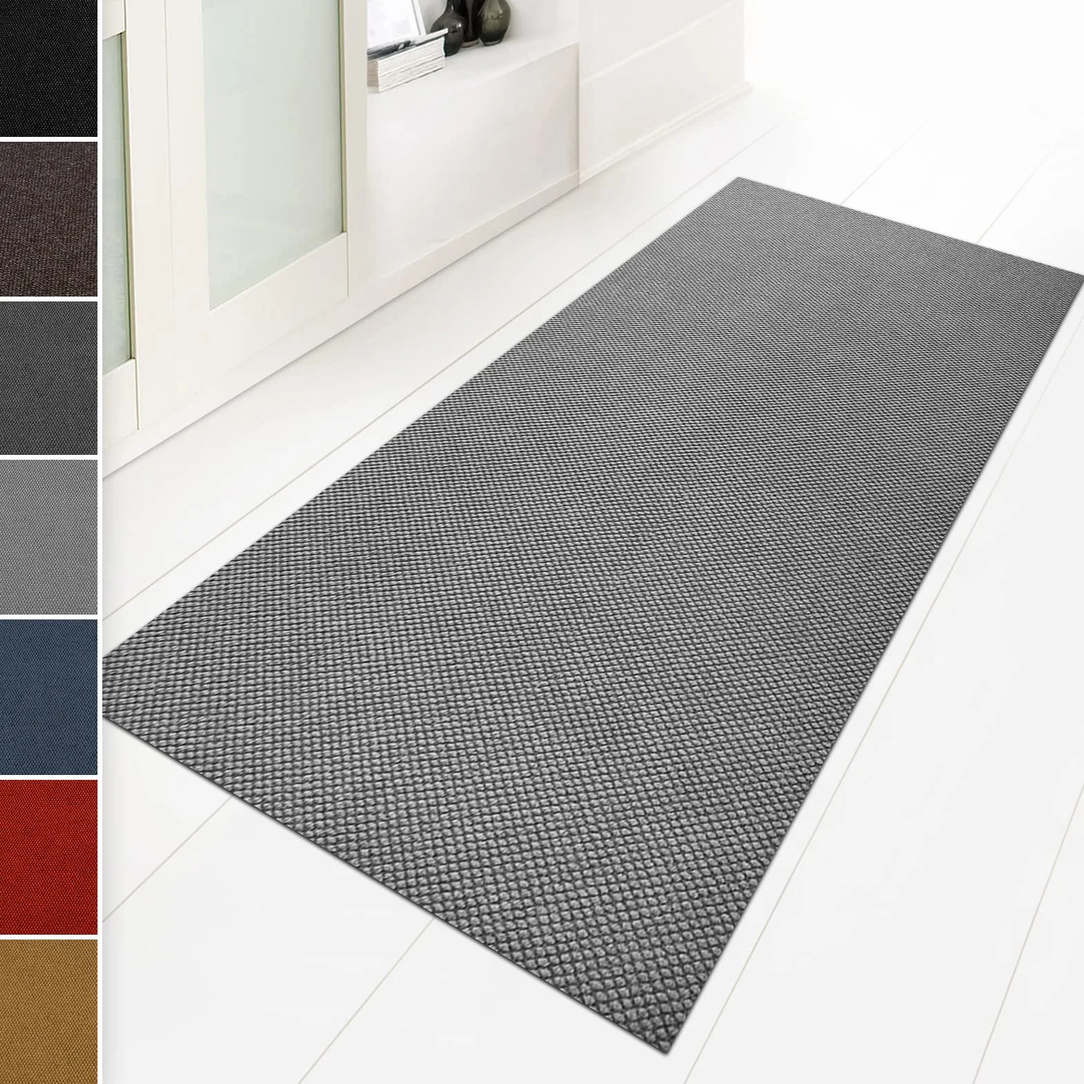 Floordirekt Zerbino 120 x 150 cm, Grigio, Ideale Anche Come Tappeto per la Cattura dello Sporco su Misura, per corridoio, Cucina, Lavabile e Antiscivolo, al Metro (Hong Kong)
