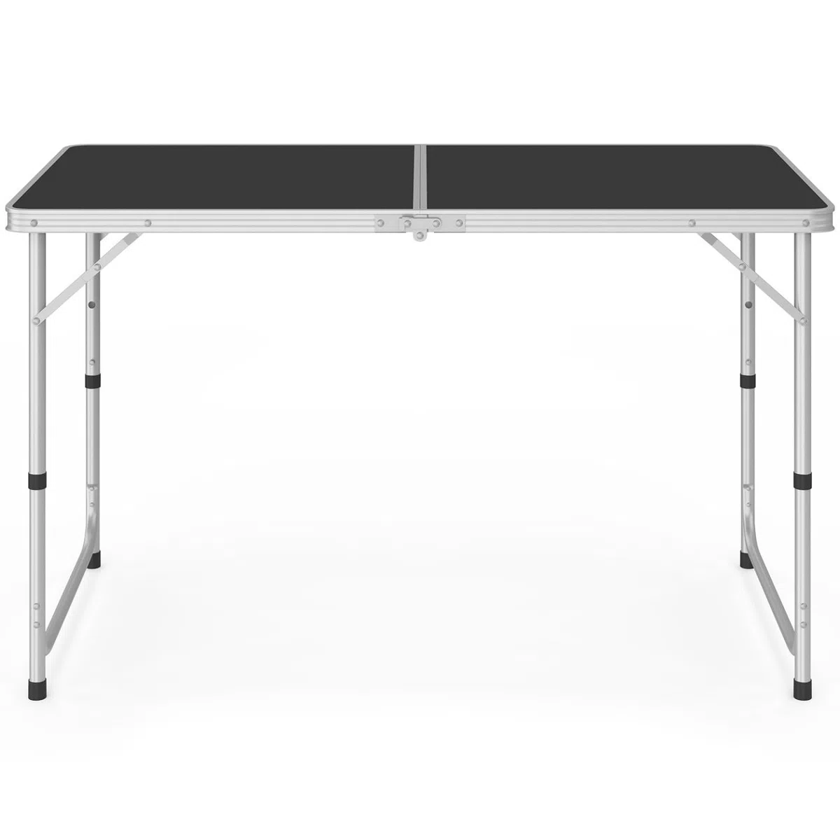 IDMarket - Tavolo da campeggio pieghevole regolabile in altezza da 120 cm e 4 sgabelli neri