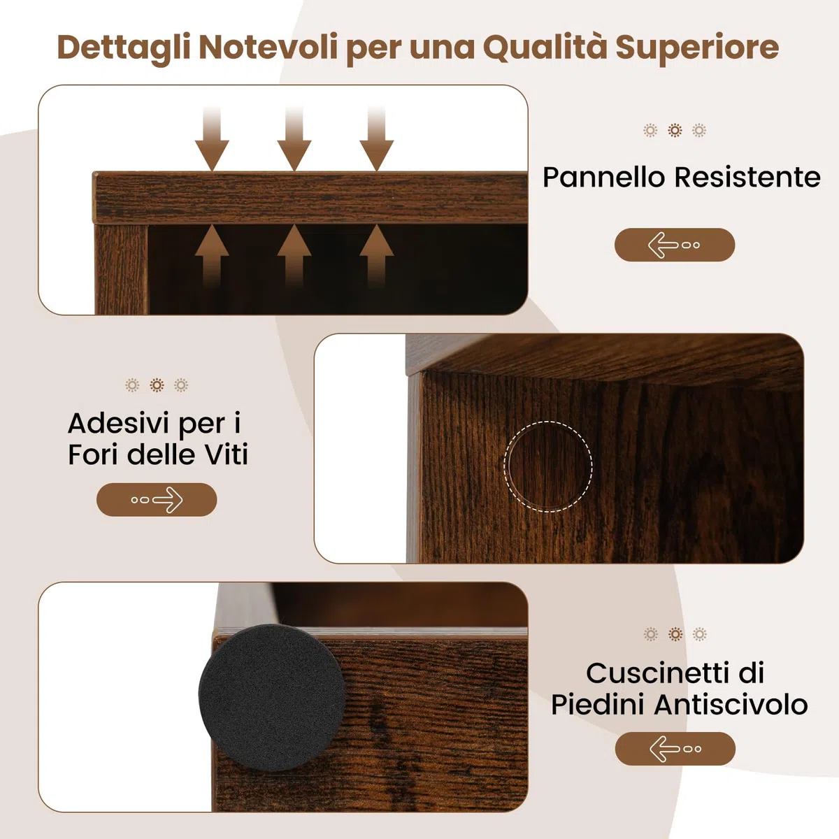 COSTWAY Libreria a 2 Ripiani Aperti, Libreria da Terra con Ripiano Regolabile a 5 Posizioni, Espositore con Tappetini Antiscivolo per Libri Riviste e Dischi, 42x29,5x53,5 cm (Marrone)