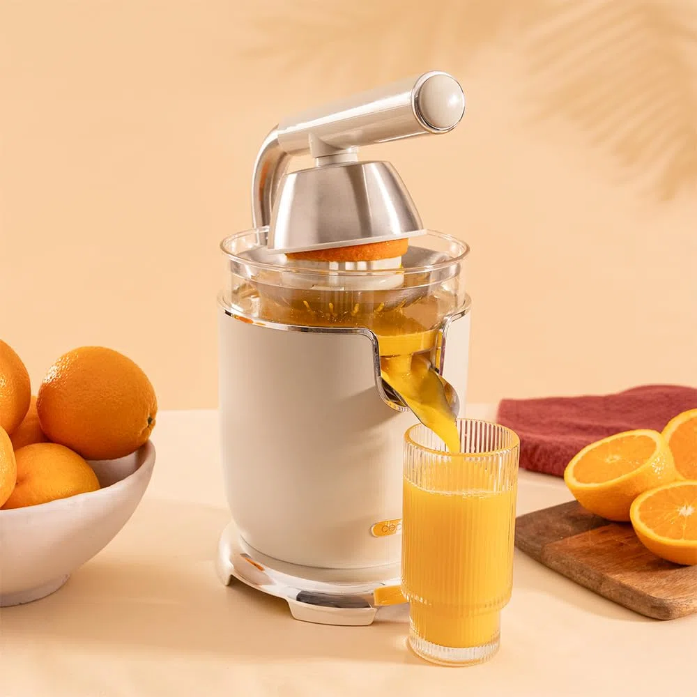 Cecotec Spremiagrumi Elettrico a Braccio Xqueeze RetroJuice 1000. 1000W, Filtro in Acciaio Inox, 2 Coni Rimovibili di Diverse Dimensioni, Leva e Sistema Antigoccia, Arance, Lavabile in Lavastoviglie