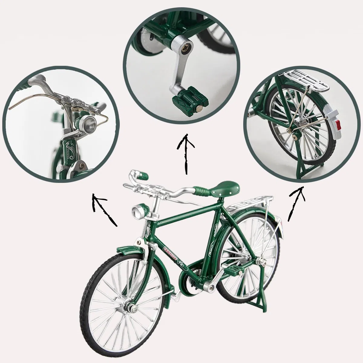 Verde bicicletta in Ferro Battuto, Modello di Bicicletta Retrò, Usato Come Regalo per la Famiglia e gli Amici o Come Decorazione per la Scrivania