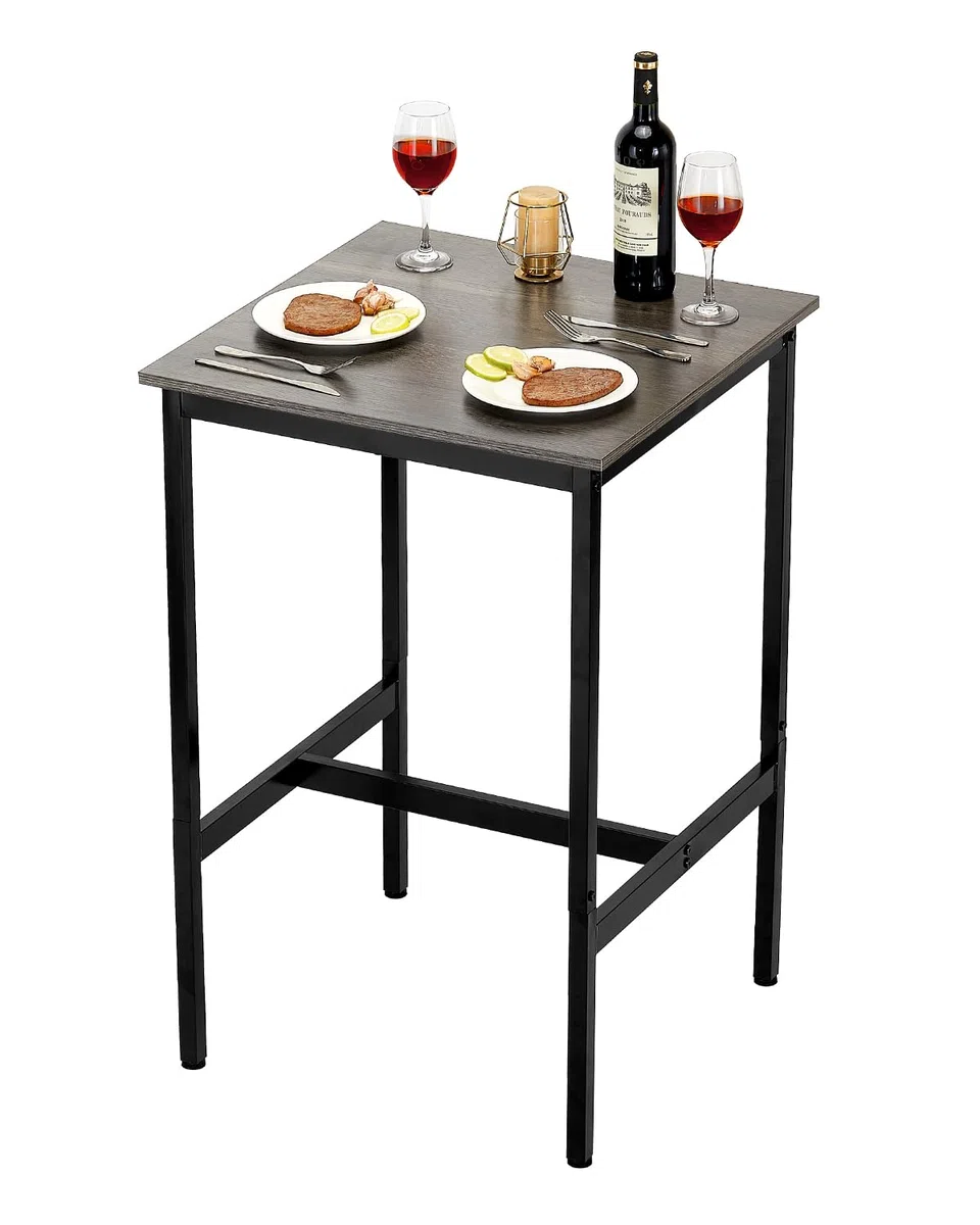 VEVOR Tavolo da Bar, Tavola da bistro, con Struttura in Metallo, Tavolo da Cucina Stretto e Lungo, Tavolo da pranzo, 610 x 610 x 914 mm, per Feste in Soggiorno Pranzo Caffè, Marrone e Nero