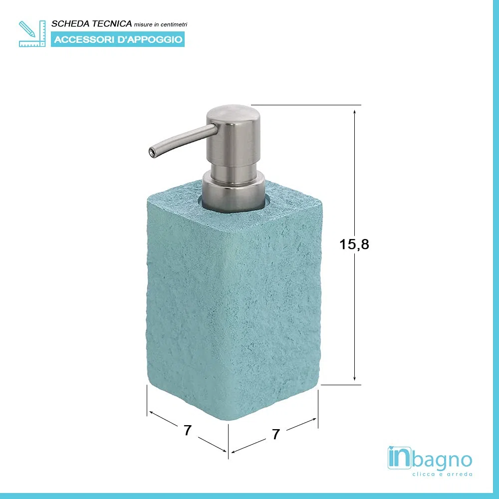 Inbagno Set 4 Accessori Bagno in Resina, con Dispenser per Sapone, Portaspazzolini, Portasaponetta e Portascopino
