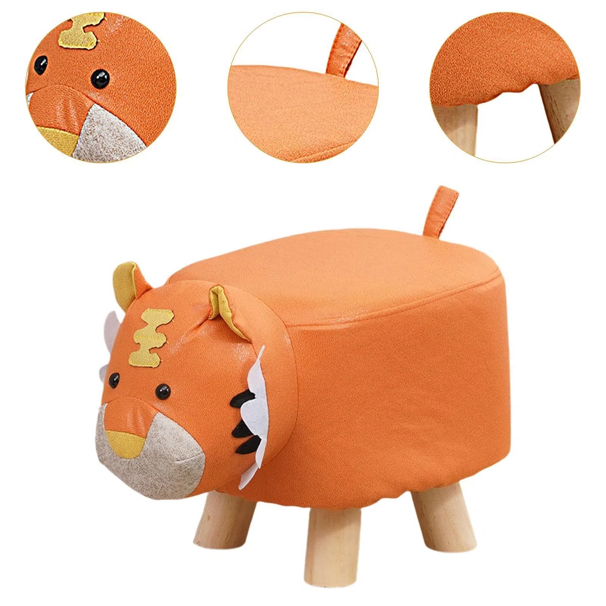 Poggiapiedi per bambini Sedia per bambini Sgabello per apprendimento per bambini Forma di animale Poggiapiedi Sgabello per ingresso Camera da letto, Tigre arancione