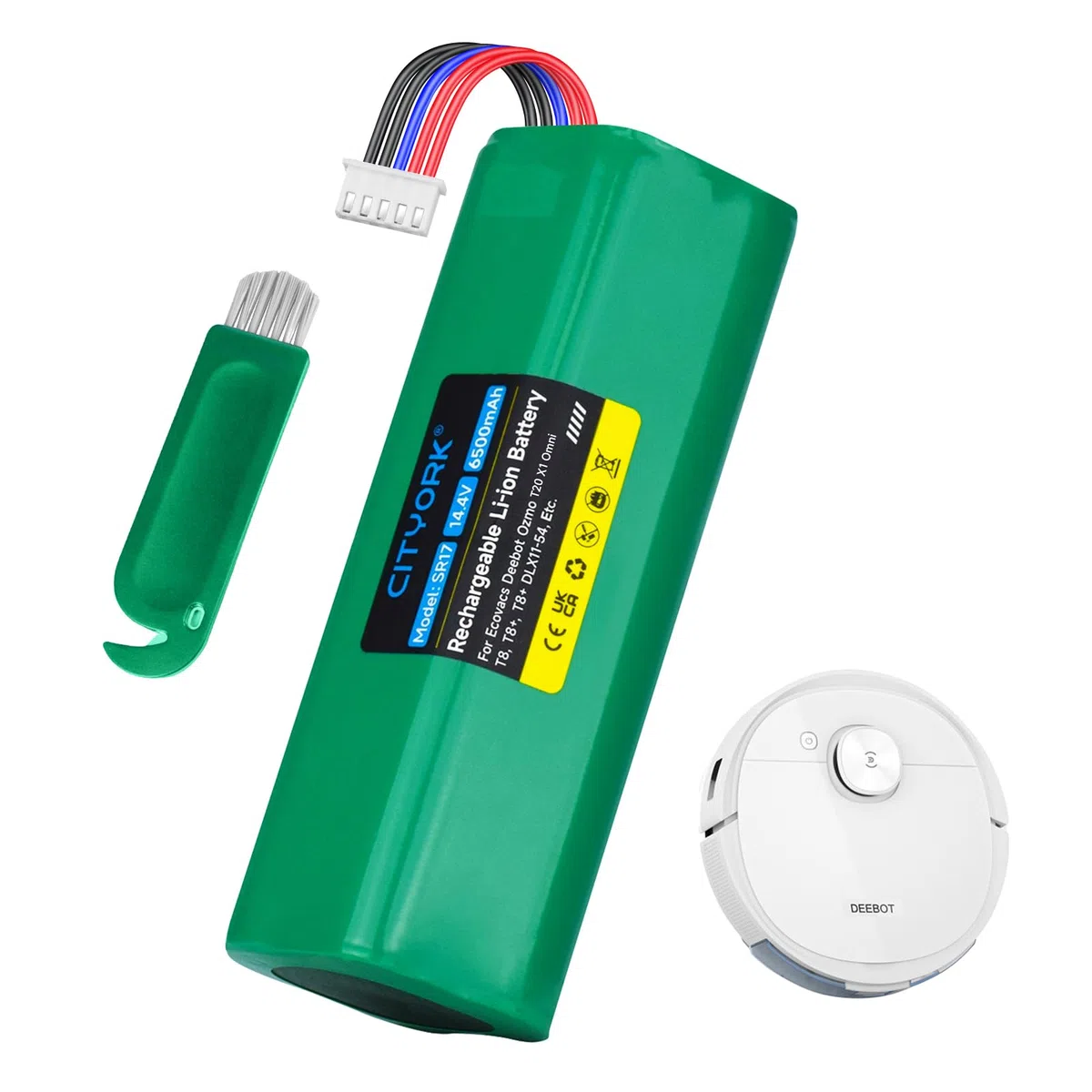 CITYORK 6500mAh/14,4V Batteria di Ricambio per Ecovacs Deebot T8/T8+/ T8AIVI/MAX, Deebot T9/ T9+/ T9AIVI, Deebot T10/ T10+, per Ecovacs Deebot T20/ T30/ X1 Omni/Turbo/Plus Batteria