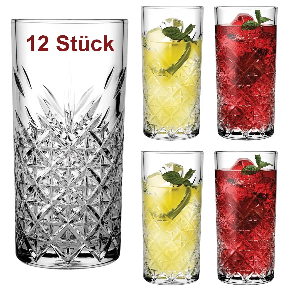 Pasabahce Timeless 52820 - Bicchiere da long drink, 300 ml, confezione da 12 pezzi, colore: Trasparente
