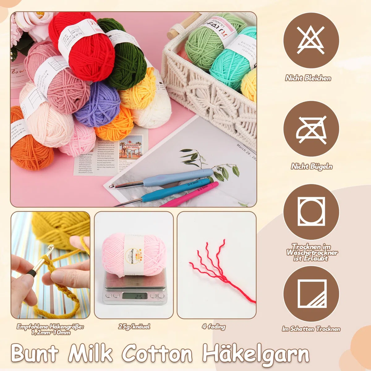 Coopay Set all'uncinetto per principianti, set completo con 15 lana, uncinetti ergonomici, borsa portatile e accessori all'uncinetto, uncinetto da 2,0 a 10 mm con impugnatura in gomma TPR, set regalo