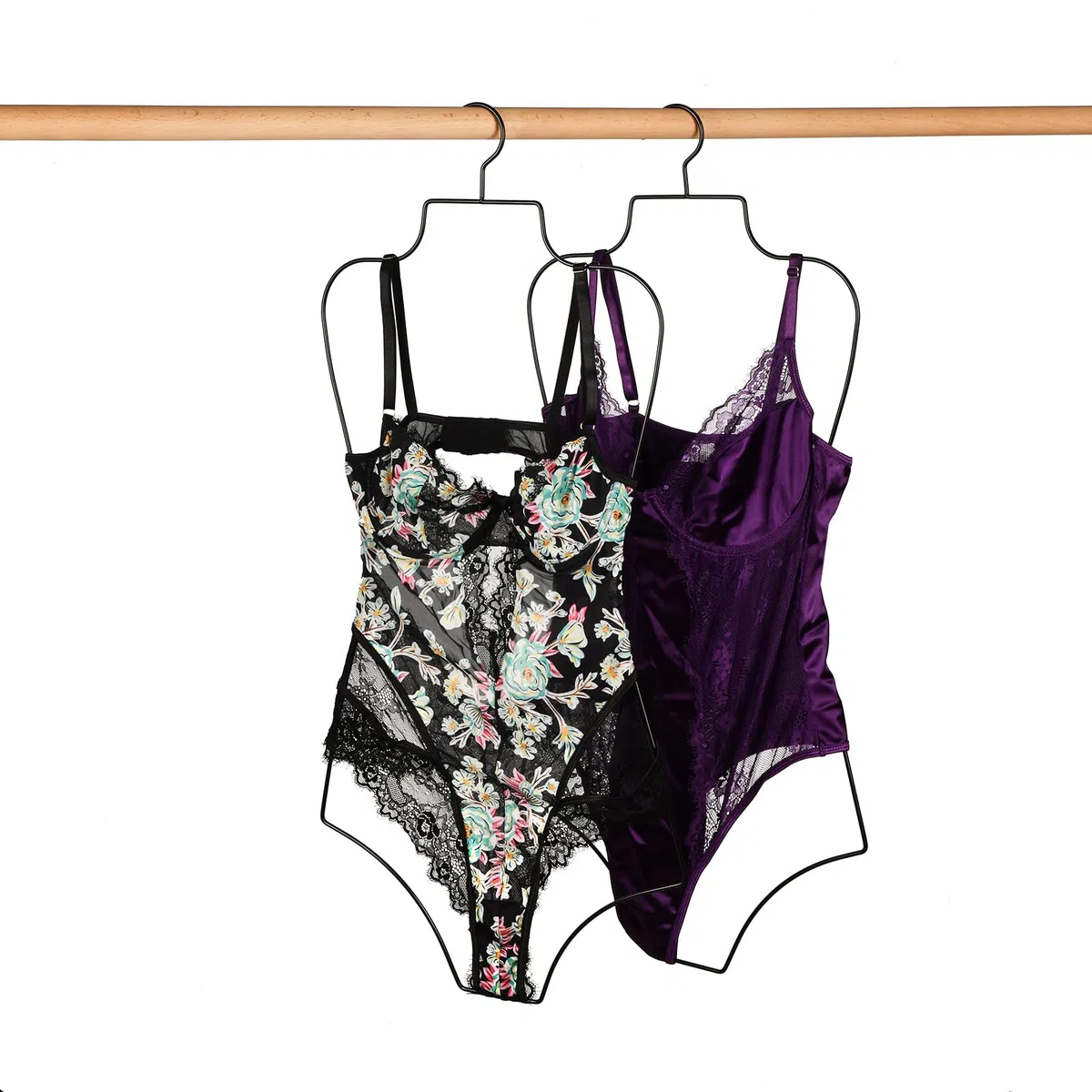 Set di 10 grucce in metallo per costume da bagno, colore: nero