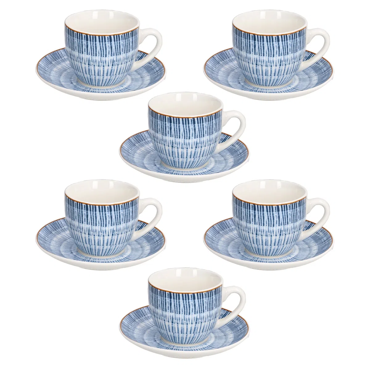 Tognana, Confezione 6 tazze the con piatto Cc 200 Virtuo Blue, New Bone China, Blu