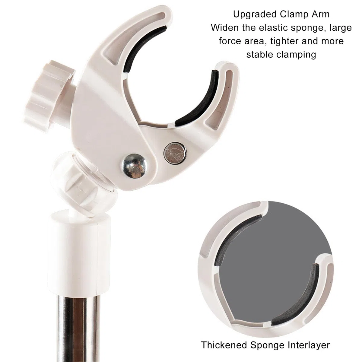 Supporto Terra per Asciugacapelli, Supporto Regolabile in Altezza 35 Cm a 140 Cm con Morsetto Più Grande, Asta Telescopica, Supporto per Asciugacapelli Girevole Compatto e