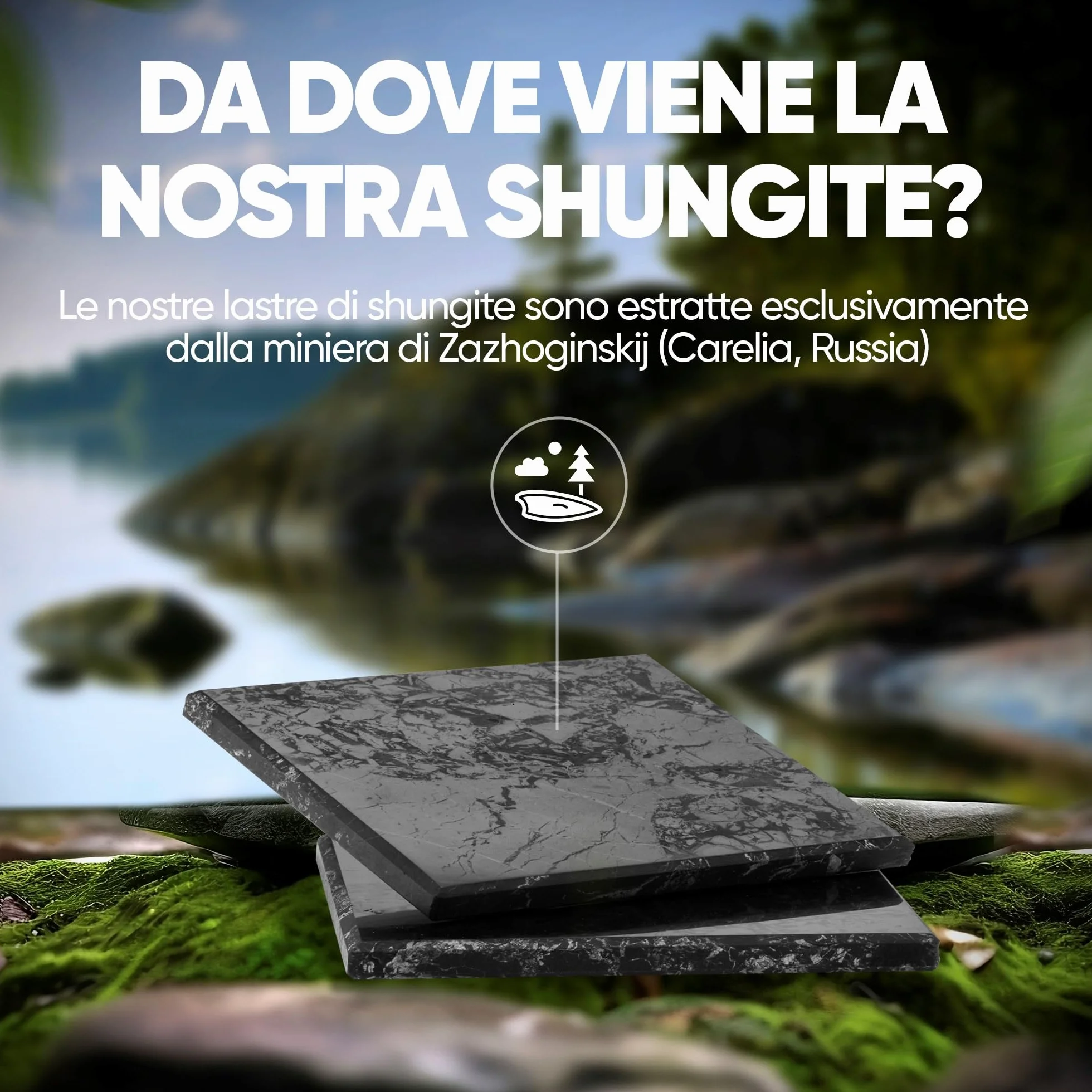 PURAJA Tavola di Shungite | Originale dalla Carelia | Lucidata artigianalmente con bordi arrotondati | Con certificato dalla miniera di Zazhoginskij (10x10cm(2St.))