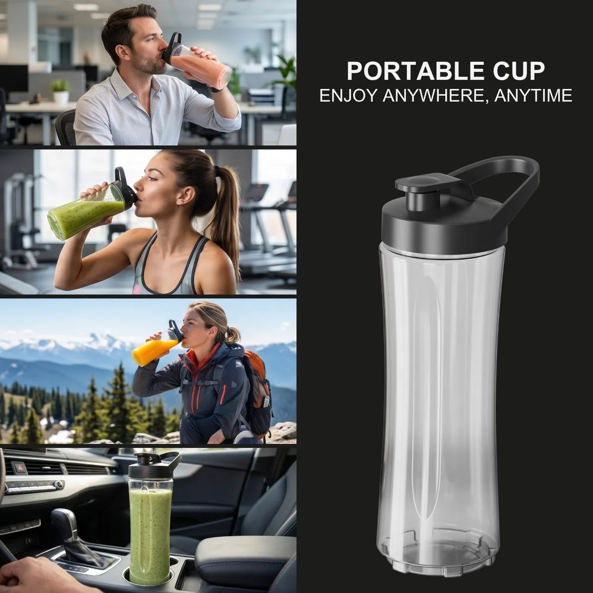 Black+Decker - frullatore personale + 500W | 600 ml | 2 bicchieri portatili | 4 lame inox 304 | trita ghiaccio | lavabile in lavastoviglie | base antiscivolo | finitura anti-impronte
