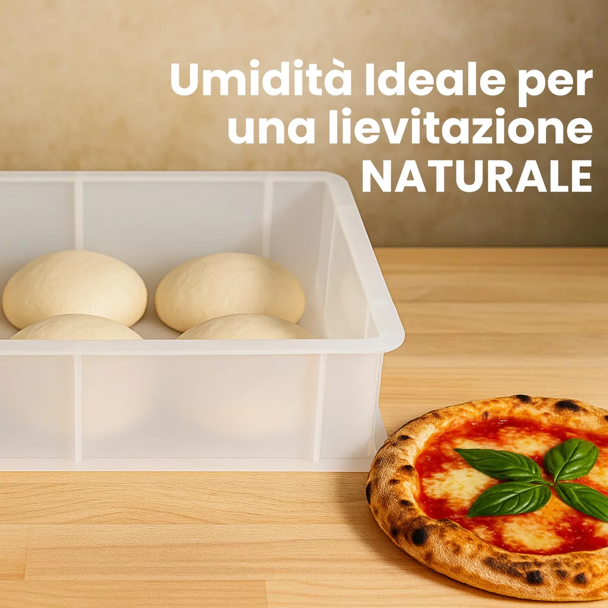 CookandSupply Contenitore per Lievitazione Pizza E Pane BPA-free - Cassette Portaimpasto Certificate di Grado Alimentare - Made in Italy - 5 Box Impilabili 40x30x10 + 1 Coperchio