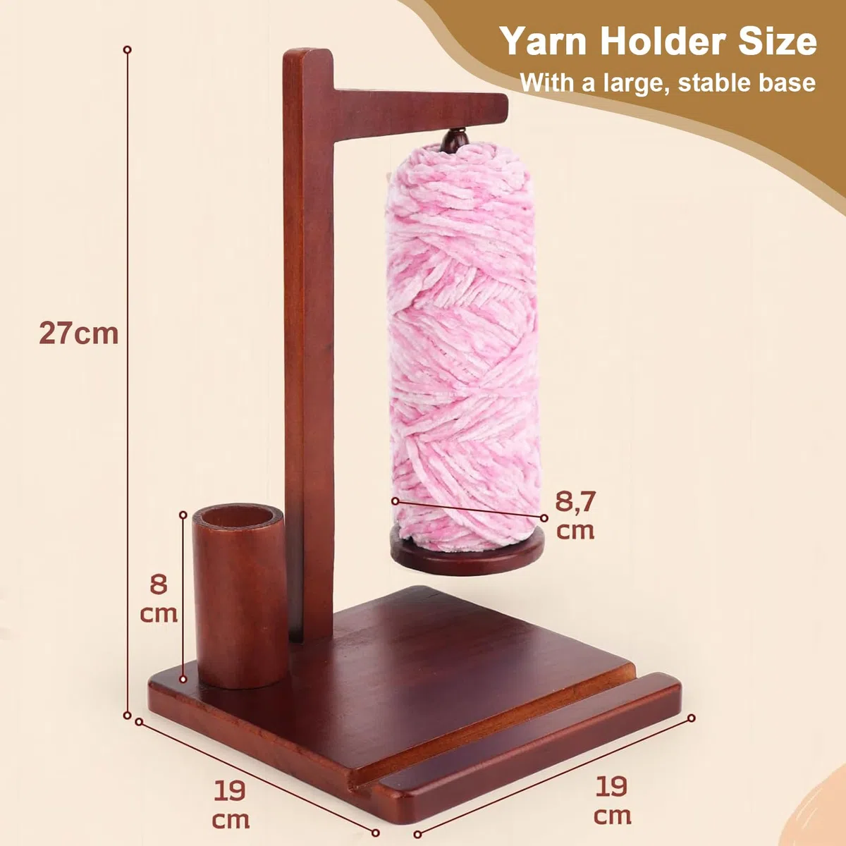 Porta Gomitolo Magnetico in Legno, Supporto Filo Multifunzione con Portacellulare & Custodia, Accessorio Portatile per Uncinetto, Maglia, Idea Regalo per Appassionati