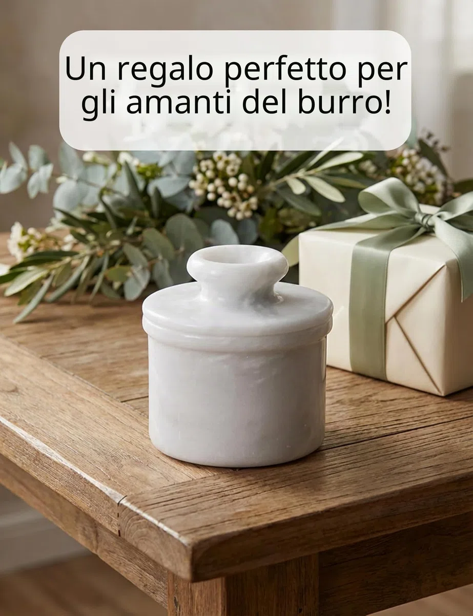 Radicaln Burriera in marmo Radicaln da 10,8 cm, contenitore per burro fatto a mano Bianco per la decorazione della cucina
