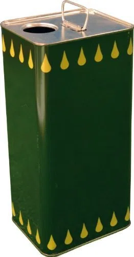 Lattina Olio Rettangolare in banda stagnata 2 Litri VERDE tappo ermetico 10pz