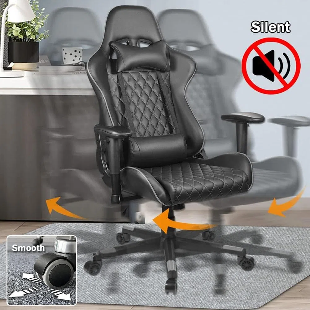 Grande tappetino per sedia da ufficio, moquette e protezione per pavimenti in legno duro, spessore 6 mm, antiscivolo, per sedie rotolanti, tappeto per pavimenti in legno (beige, 100 x 150 cm)