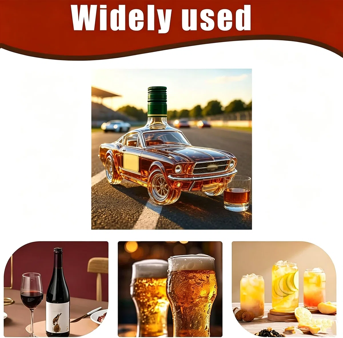 Caraffa per whisky a forma di auto, in vetro borosilicato, 400 ml, decantatore originale per vino, che unisce aerazione e decorazione per ufficio retrò