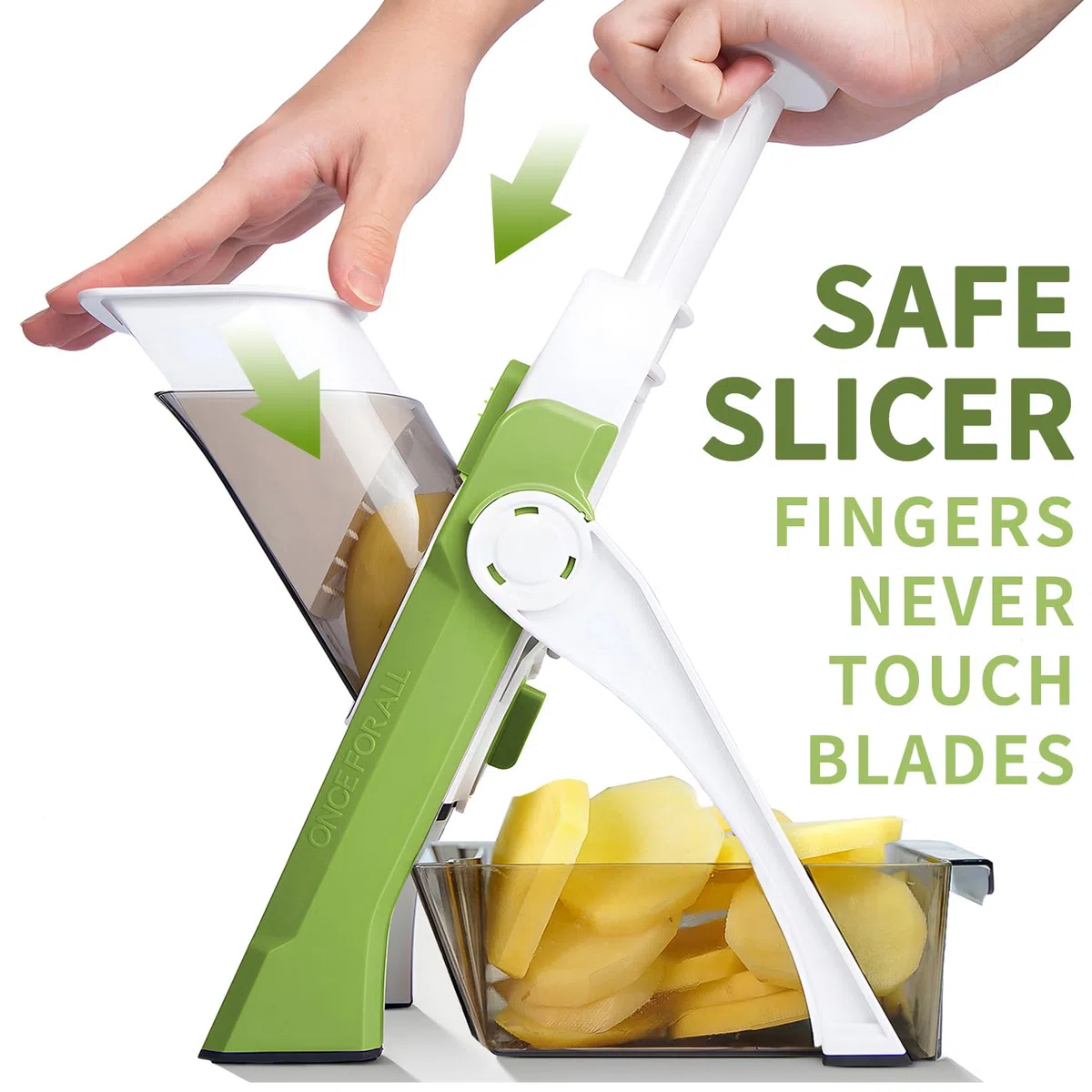 ONCE FOR ALL Mandolina Affettatrice di verdure Spessore regolabile Patate Cipolla Chopper Kitchen Chopping Artifact Multifunzionale Cutte (Burro verde)