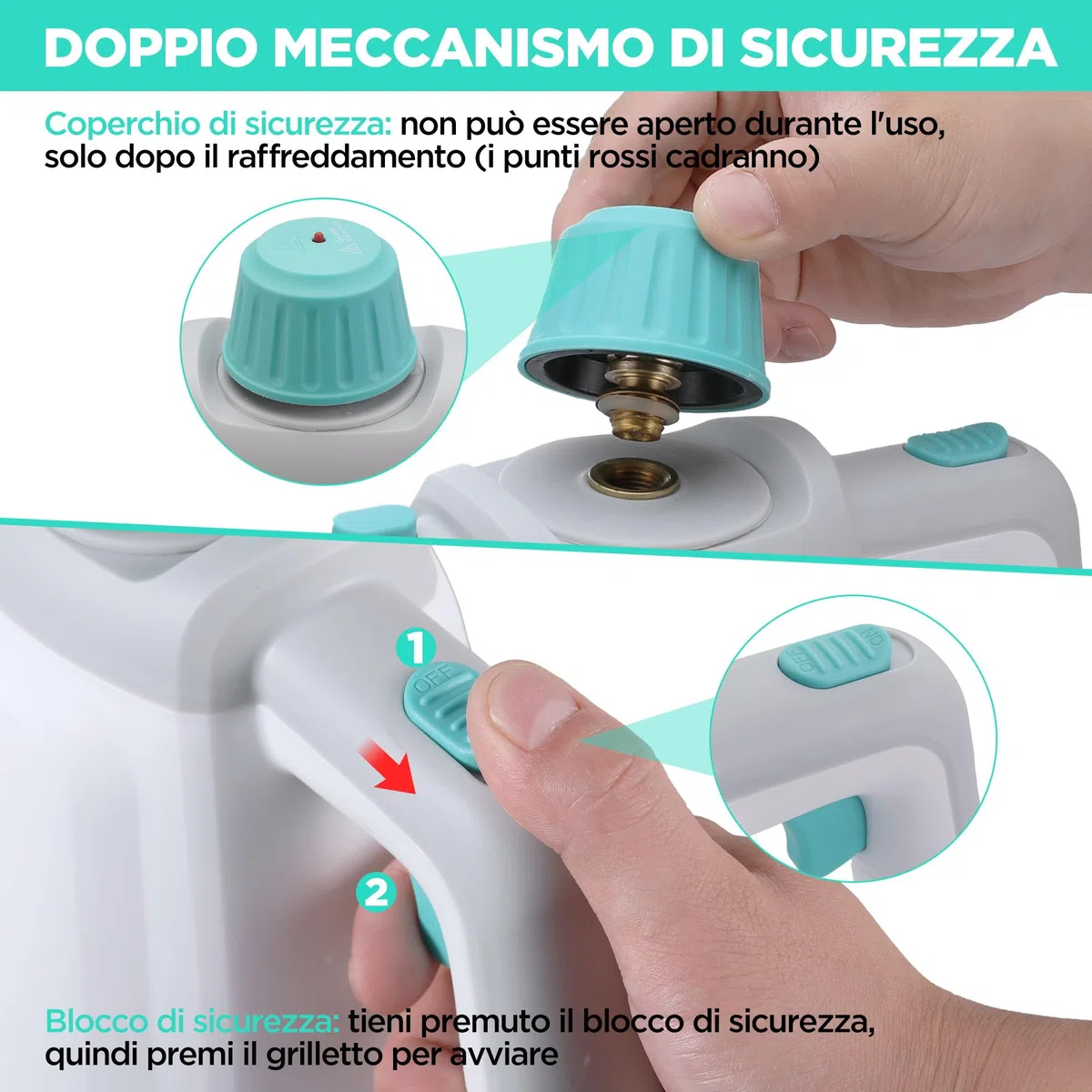 HAUSHOF Pulitore a Vapore Portatile, Serbatoio dell'acqua da 450 ml con 8 Accessori per la Rimozione delle Macchie, Pulitore a Vapore Manuale Portatile per Divano, Cucina, Pavimento, Bagno, Auto
