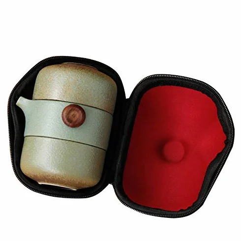 Set da tè Portatile Verde Fatto Un Mano 'Ufficio di Viaggio della Tazza della Tazza del Coperchio della Teiera di Ceramica di Stile Giapponese