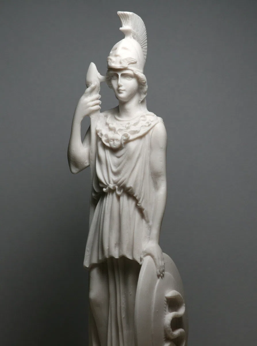 Statua in alabastro Atena Minerva della Saggezza, realizzata a mano, 24,9 cm