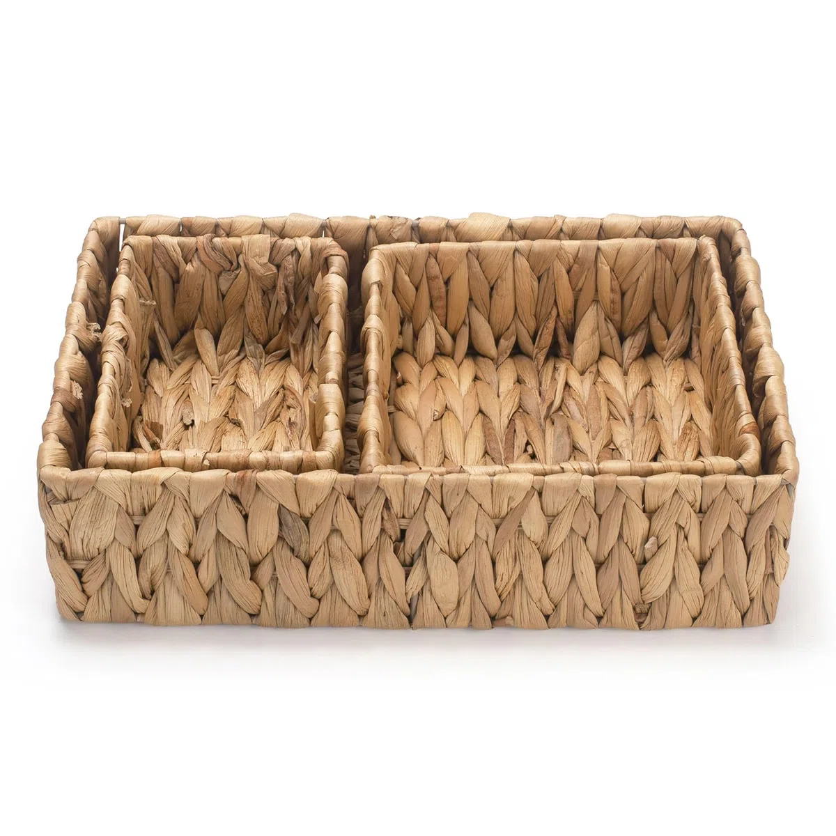 3 Pezzi Cestino Portaoggetti in Vimini, Cestini in Giacinto D'acqua Naturale Rettangolare, Cesto di Intrecciato Decorativo per Bagno, Scaffale, Cucina, Soggiorno