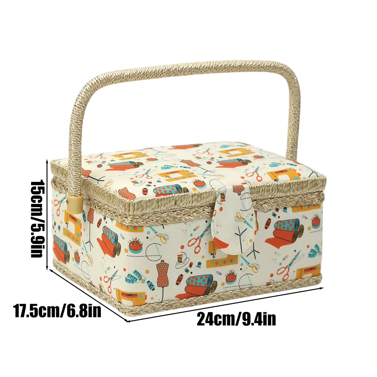 Cesto portaoggetti per kit da cucito, grande organizer da cucito con vassoio rimovibile, contenitore per oggetti artigianali, design strutturato, contenitore per accessori, uso domestico e da viaggio