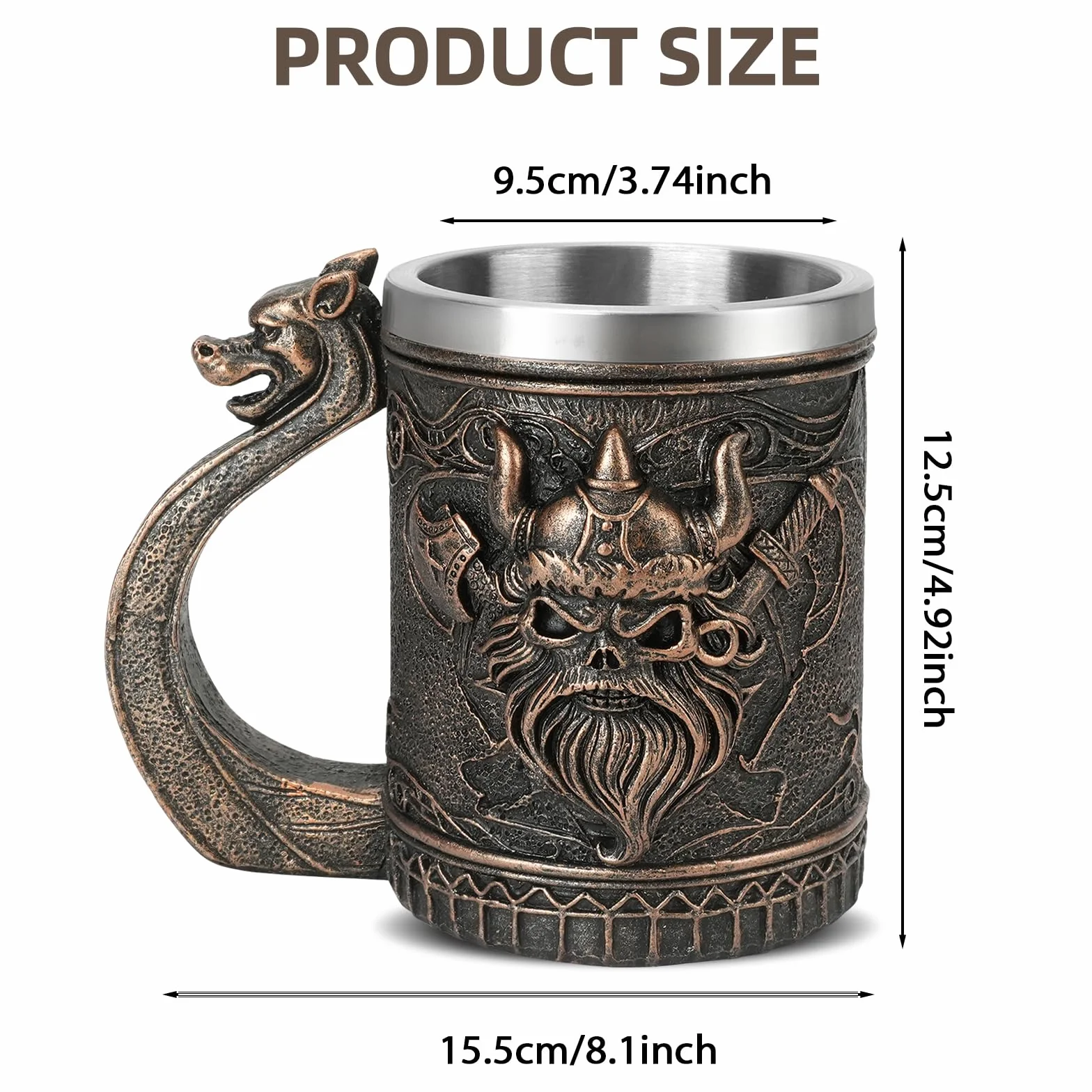 Nave vichinga Drakkar Boccale da birra in acciaio inox, tazza vichinga, boccale da birra vichinga, regali vichinghi per uomini, adatto per la regali per la festa del papà, Oktoberfest (Stile 2)