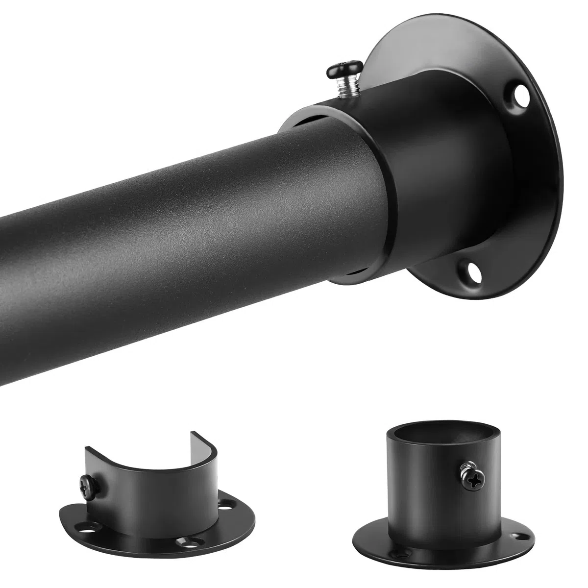 Bastone appendiabiti estensibile nero, 74-130 cm, appendiabiti robusto con punte, diametro 33 mm, adatto per armadi, balconi, bagni.