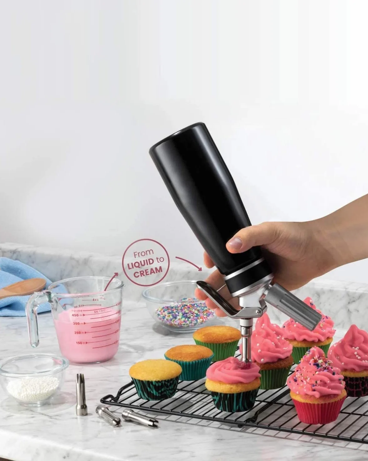 Mosa 24 caricabatterie panna montata, 8 g caricatore crema N2O, 8 g per sifone culinario ricariche universali, 100% acciaio riciclabile